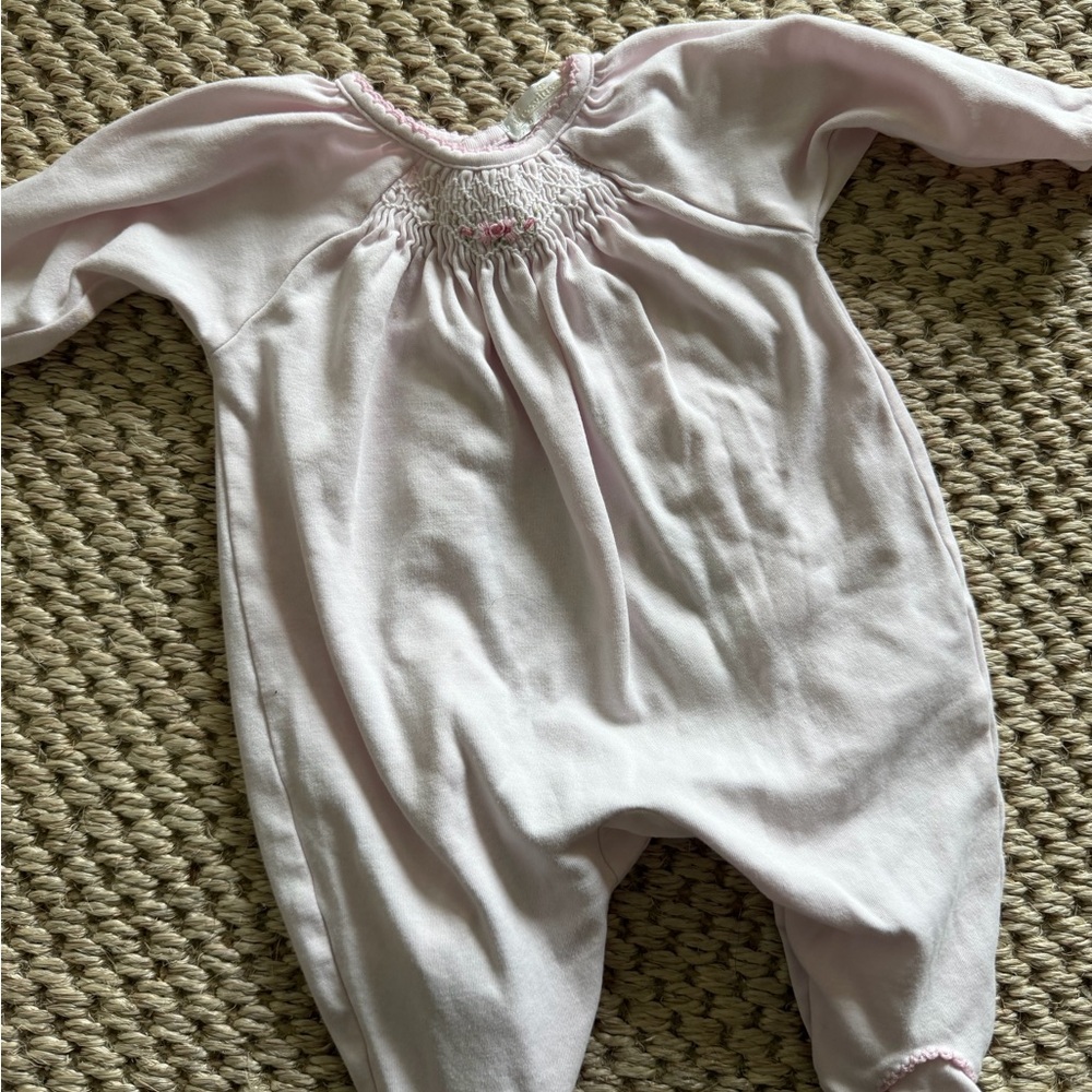 Kissy Kissy Preemie Girls Light Pink Smocked Footie